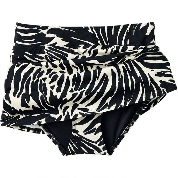 Land’s End Plus swimsuit bottom skirt control panty black egret white scroll Var - Picture 1 of 6